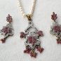 Antique Sterling Silver Style Gemstone Pendant Set with earring SIG51R