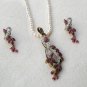 Antique Sterling Silver Style Gemstone Pendant Set with earring SIG50R