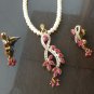 Antique Sterling Silver Style Gemstone Pendant Set with earring SIG50R