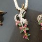 Antique Sterling Silver Style Gemstone Pendant Set with earring SIG49m