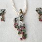 Antique Sterling Silver Style Gemstone Pendant Set with earring SIG49m