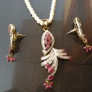 Antique Sterling Silver Style Gemstone Pendant Set with earring SIG54R