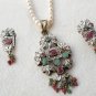 Antique Sterling Silver Style Gemstone Pendant Set with earring SIG56M