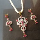 Antique Sterling Silver Style Gemstone Pendant Set with earring SIG52R