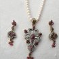 Antique Sterling Silver Style Gemstone Pendant Set with earring SIG52R