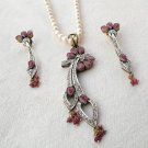 Antique Sterling Silver Style Gemstone Pendant Set with earring SIG53R