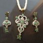Antique Sterling Silver Style Gemstone Pendant Set with earring SIG52E