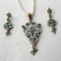 Antique Sterling Silver Style Gemstone Pendant Set with earring SIG52E