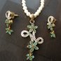 Antique Sterling Silver Style Gemstone Pendant Set with earring SIG48E