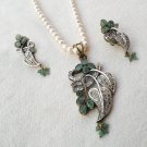 Antique Sterling Silver Style Gemstone Pendant Set with earring SIG57E