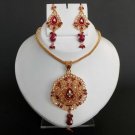 Designer Indian Fashion Cz Ruby Meenakari Polki Gold Plated Pednant Jewelry set