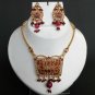 Bollywood Indian Fashion Gold plated Ruby Hinged Polki Pendant jewelry Set fq52