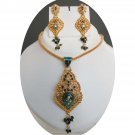 Bollywood Indian Fashion Kundan Meenakari Polki Gold Plated Pendant Jewelry Set