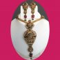Bollywood Indian Fashion Goldplated Peacock Meena Polki Pendant jewelry Set fq67