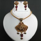Premium Indian Fashion Gold Plated Cz Hinged Polki Big Pendant jewelry Set fq46