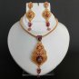 Gorgeous Indian Fashion Cz Ruby Meenakari Polki Gold Plated Pednant Jewelry set