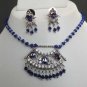 PREMIUM INDIAN VICTORIAN STYLE JEWELRY CZ BEADS ( CRYSTAL ) PENDANT NECKLACE SET