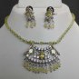 PREMIUM INDIAN VICTORIAN STYLE JEWELRY CZ BEADS ( CRYSTAL ) PENDANT NECKLACE SET