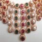 GOLD PL INDIAN JAIPUR NAVRATAN DESIGNER BRIDAL JEWELRY RUBY PEARL NECKLACE SET