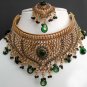 PREMIUM JEWELLERY Emerald Polki Bridal Set 7pc EarRing Tikka,Bracelets Nose Ring