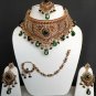 PREMIUM JEWELLERY Emerald Polki Bridal Set 7pc EarRing Tikka,Bracelets Nose Ring