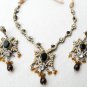 AWESOME! 3 PC ANTIQUE VICTORIAN STYLE SIMULATED CZ DEEP BLACK ONYCX NECKLACE SET