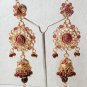 BOLLYWOOD STYLE PREMIUM JEWELRY RUBY SIMULATED CZ POLKI JHUMKI EARRING PAIR F181