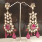 UNIQUE BOLLYWOOD GOLDTONE VICTORIAN RUBY SIMULATED REVERSE AD EARRING PAIR F36
