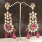 UNIQUE BOLLYWOOD GOLDTONE VICTORIAN RUBY SIMULATED REVERSE AD EARRING PAIR F36