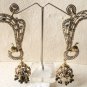 BOLLYWOOD VICTORIAN DESIGNER KUNDAN CZ PEACOCK JHUMKI EARRING PAIR VJ270