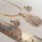 GOLD 2 TONE DESIGNER DIAMOND BRIDAL PENDANT EARRING SET