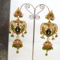PREMIUM GOLD FINISH PERIDOT GREEN POLKI DANGLE EARRING PAIR