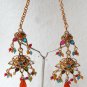 BOLLYWOOD STYLE PREMIUM JEWELRY SIMULATED CZ POLKI LONG JHUMKI EARRING PAIR F202