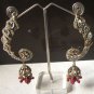 BOLLYWOOD GOLD TONE VICTORIAN DESIGNER KUNDAN CZ PEACOCK JHUMKI EARRING PAIR