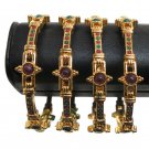 PREMIUM INDIAN JEWELRY 4PC POLKI BANGLE RUBY EMERALD BOLLYWOOD FB7 2.6 SIZE