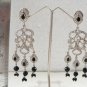 PREMIUM STYLE SILVER FINISH VICTORIAN SIMULATED DIAMOND ONYX BEADS EARRINGS F38