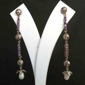 PREMIUM INDIAN JEWELRY VICTORIAN SIMULATED CZ PURPLE GEMSTONE EARRING PAIR fve44