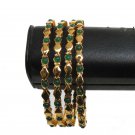 PREMIUM INDIAN JEWELLERY 4PC POLKI BANGLE BRIDAL EMERALD 2.4 SIZE FB14