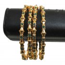 PREMIUM INDIAN JEWELLERY 4PC POLKI BANGLE FAUX  EMERALD 2.4 SIZE FB19