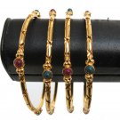 PREMIUM INDIAN JEWELLERY 4PC POLKI BANGLE FAUX RUBY  EMERALD 2.4 SIZE FB20