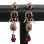 PREMIUM INDIAN JEWELRY VICTORIAN STIMULATED DIAMOND RUBY EARRING PAIR fve92
