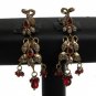 PREMIUM INDIAN JEWELRY ANTIQUE VICTORIAN STIMULATED CZ RUBY EARRING PAIR fve88
