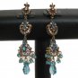 PREMIUM INDIAN JEWELRY ANTIQUE FINISH VICTORIAN STIMULATED CZ EARRING PAIR fve91