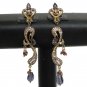 PREMIUM INDIAN JEWELRY ANTIQUE VICTORIAN DESIGNER CZ AMETHYST EARRING PAIR fve82