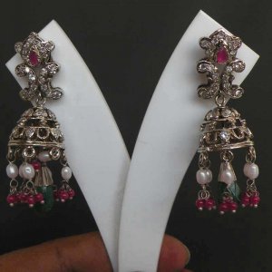 PREMIUM INDIAN JEWELRY VICTORIAN SIMULATED DIAMOND BEADS (FA) EARRING PAIR fve20