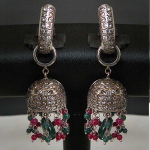 PREMIUM INDIAN JEWELRY VICTORIAN SIMULATED DIAMOND BEADS (FA) EARRING PAIR fve19