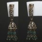 PREMIUM INDIAN JEWELRY VICTORIAN STYLE CZ EMERALD BEADS (FA) EARRING PAIR fve36