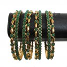 PREMIUM INDIAN JEWELRY 4PC POLKI BANGLE BOLLYWOOD SAREE EMERALD FB2 2.6 SIZE