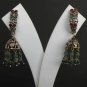 PREMIUM INDIAN JEWELRY VICTORIAN SIMULATED CZ RUBY EMERALD EARRING PAIR fve33