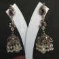 PREMIUM INDIAN JEWELRY VICTORIAN SIMULATED CZ AMETHYST PEARL EARRING PAIR fve24